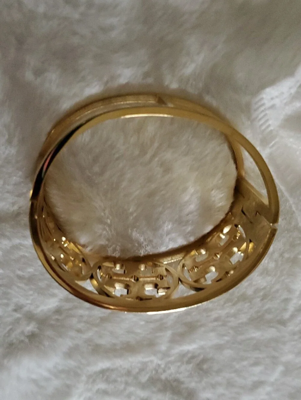 Tory Burch Gold Filigree Logo Cuff Bracelet